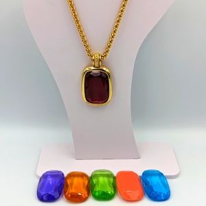 Joan Rivers Gold Necklace with Multicolor Gemstones